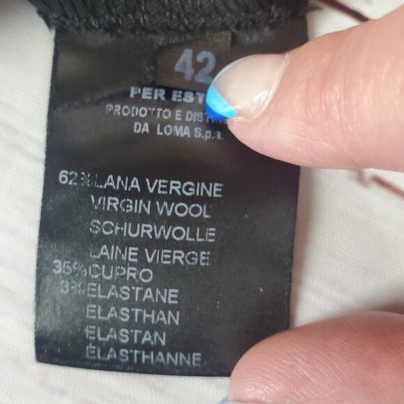 Peresteso Italian Virgin Wool Blend Black Dress Pants Ponte Seamed Size 42 (S) - Picture 6 of 10